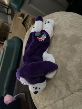 Lisa Frank Velvet Beans Purple White Dog Stuffed Plush