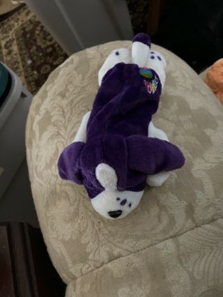 Lisa Frank Velvet Beans Purple White Dog Stuffed Plush 2