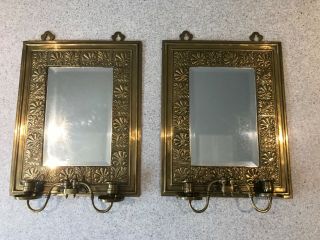 Antique Arts And Crafts Matching Alcove Mirrors With Sconces