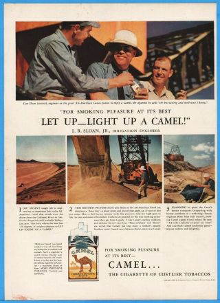 1939 All American Canal Construction Lou Sloan Camel Cigarettes R J Reynolds Ad