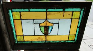 Antique American Stained Glass Window 36 X 24 Architectural Salvage