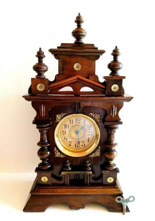 Antique German Junghans Musical Alarm Mantel Clock C1910 (kienzle Hermle Era)