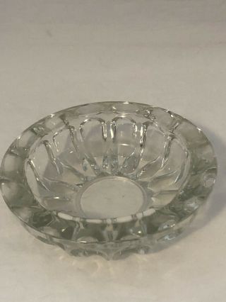 Vintage Clear Cut Glass Crystal Ashtray 7 " Round Mid Century Heavy Ashtray Cogar