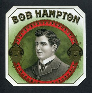 Old Bob Hampton Cigar Label - Portrait,  Gold Trim