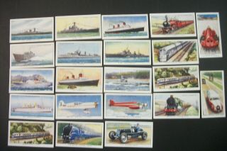 Cigarette Tobacco Cards Wills Speed 1939 Ships Trains Planes Cars