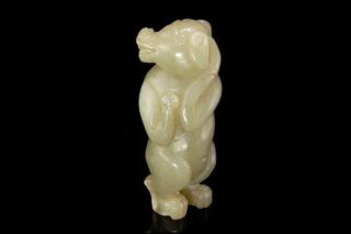 Antique Chinese Carved Green Celadon Jade Figural Animal Statue D65 - 02