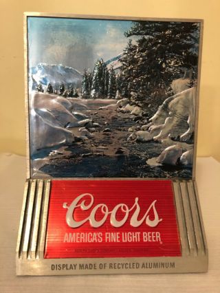 Vintage Rare 1960’s - 70’s Coors Beer Recycled Aluminum Bar Counter Sign