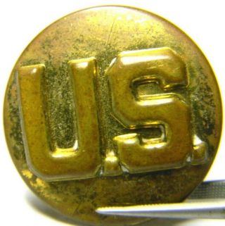 Vintage Wwii Era Round Us Military Army Enlisted Old Collar Badge Brass Pin Ww2