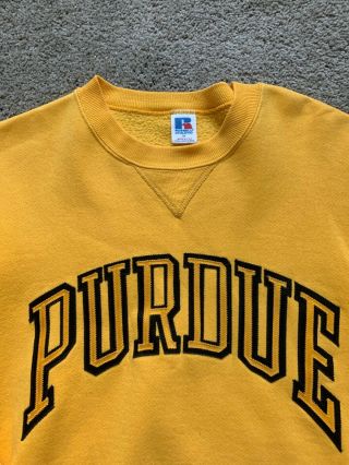 Vintage 80s Russell Athletic Purdue Men ' s Size M Sweatshirt Collegial Gold Yello 3