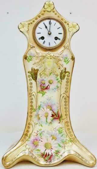Rare Antique French 8 Day Hand Painted Vintage Sevres Porcelain Mantel Clock