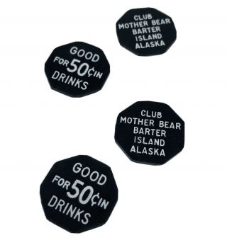 Rare Vintage Club Mother Bear Barter Island Alaska Drink Chips Coins Travel Tt20