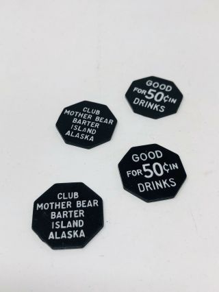 Rare Vintage Club Mother Bear Barter Island Alaska Drink Chips Coins Travel TT20 3