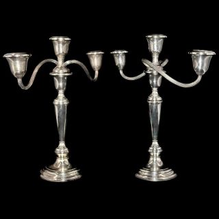 Gorham Sterling Silver 808 Puritan Weighted Candle Sticks Single Triple,  11 1/2 "