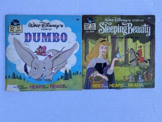 Vintage Walt Disney Sleeping Beauty Read Along Book With Record & Dumbo