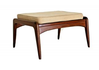 Selig Vtg Mid Century Danish Modern Walnut Wood Z Chair Ottoman Stool Dux Larsen