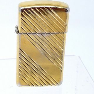 Zippo Lighter Vintage Flip Top Gold Diagonal Stripes In