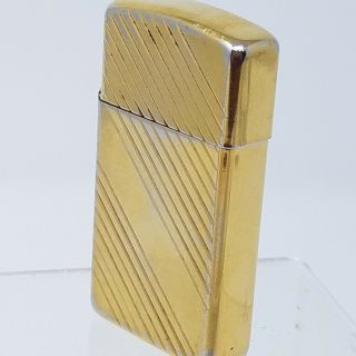 Zippo Lighter Vintage Flip Top Gold Diagonal Stripes In 2