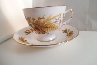 Vintage Queen Anne Fine Bone China England Maple Leaves Cup & Saucer
