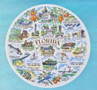 _Vintage 50s Florida Sunshine State Souvenir Plate • Pre Disney Attractions 2