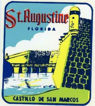 Vintage St.  Augustine Florida Castillo De San Marcos Souvenir State Travel Decal