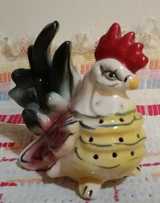 Vintage Rooster/chicken Ceramic Toothpick Kitchen Decorative Holder Euc