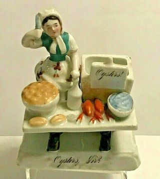Antique Victorian Fairings Oysters Girl Figurine Match Holder & Striker
