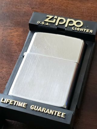 1991 Classic Vintage Zippo Lighter Brush Chrome Finish Plain 2