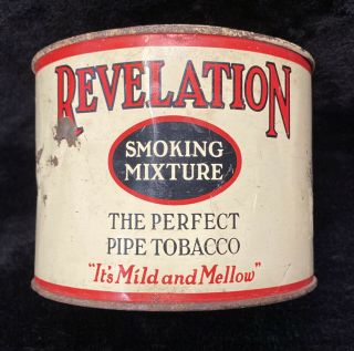 Vtg Philip Morris Revelation Smoking Mixture Pipe Tobacco Advertising Tin Can