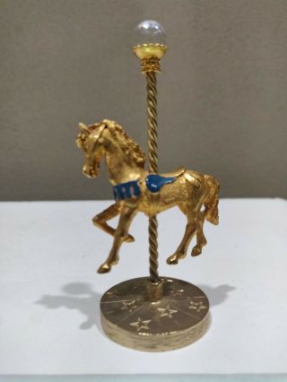 Vintage Spoontiques Pewter Carousel Horse With Crystal Ball Gold Finish 3 " Tall