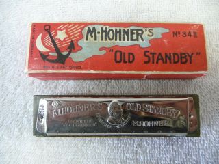 Vintage M.  Hohner " Old Standby " (key Of C) With Box 34 - B