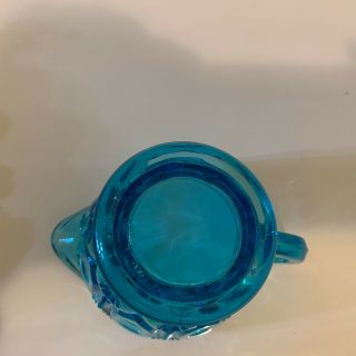 Vintage LE Smith Teal Blue Moon And Star Glass Creamer.  Little use. 3