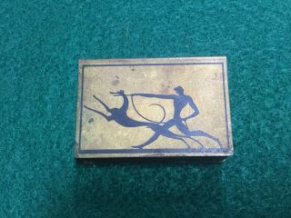 Vintage 1920’s Art Deco / Art Nuevo Brass Pocket Matchbook Holder,  Match Safe
