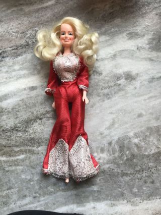 Vintage Dolly Parton 12 " Poseable Doll In Red Jumpsuit 70s Goldberger Mfg,  Loose