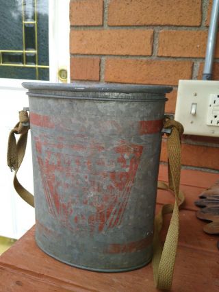 Vintage Fishing Bait Bucket W/canvas Shoulder Strap,  Falls City