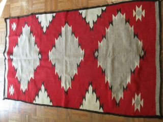 Navajo Tribal Dazzler Rug Indian Geometric Masterful Blanket Antique Large 61 "