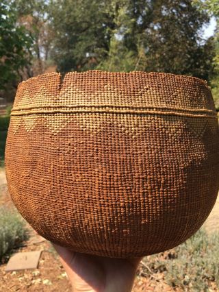 Large Antique Hupa Yurok Karuk Native American Indian Basket Finely Woven