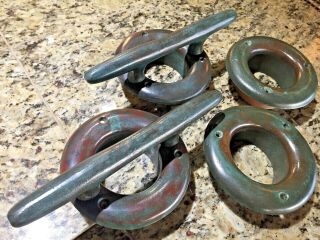 Cast Bronze Hawse Pipe Combo Cleats 10 " Long Cleat Age/patina