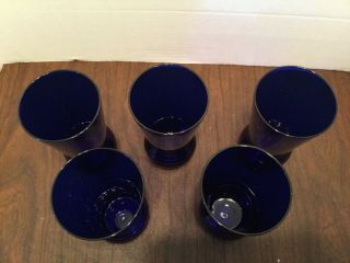 5 Vintage Cobalt Blue Drinking Glasses/ Vase 3