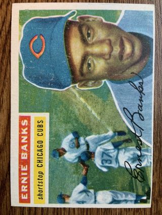 1956 Topps Ernie Banks Chicago Cubs 15 Hof - No Marks Or Creases