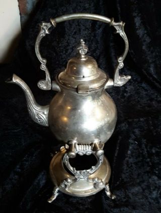 Teapot,  Tilt And Pour Coffee Or Teapot Silver Over Brass With Stand