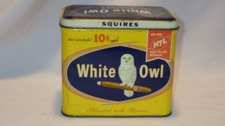 Viintage White Owl 10 Cent Cigar Squires Advertising Tin Box Empty