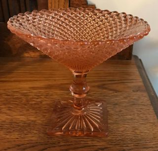 Vintage Pink Depression Glass Pedestal Compote Candy Dish 