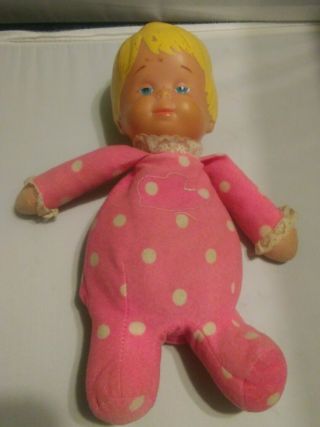 Vintage 1982 Mattel Lil Drowsy Beans Baby Doll Pink Polka Dot