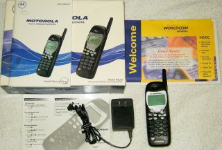 Vintage Motorola M3097 Analog Cellular Cell Phone Bundle Worldcom W/ Power Cord