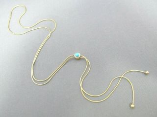 Vintage Italy Milor Gold Wash Sterling Cable Pull String Turquoise Necklace