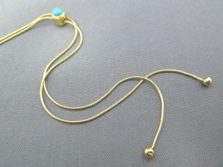 VINTAGE ITALY MILOR GOLD WASH STERLING CABLE PULL STRING TURQUOISE NECKLACE 2
