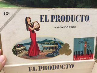 El Producto Puritanos Finos 15 Cents Peacock Cigars Antique Vintage Cigar Boxes