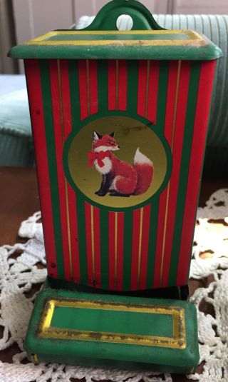Vintage Tin Advertising Match Holder Safe Wall The Fox