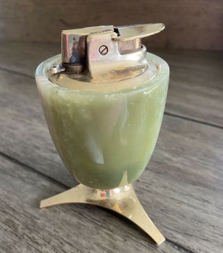 Vintage Ronson Varaflame Valiant Table Lighter - Green Onyx - Mid Century Modern