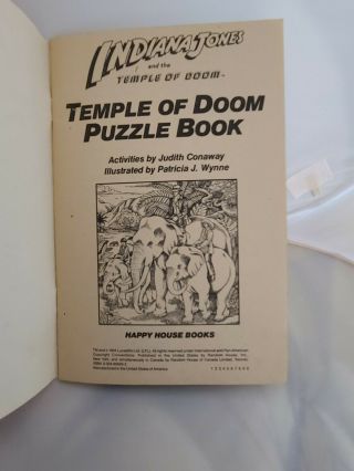 OLD Indiana Jones Temple of Doom Adventure Puzzle Book VINTAGE MOVIE COLLECTIBLE 3